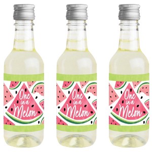 Big Dot of Happiness Sweet Watermelon - Mini Wine and Champagne Bottle Label Stickers - Fruit Party Favor Gift for Women and Men - Set of 16 - 1 of 4
