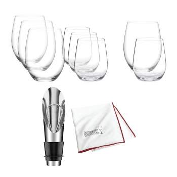 Riedel O Mixed Cabernet/Viognier Tumblers 21oz (Set of 8) with Cloth and Wine Pourer