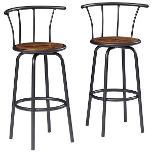 VECELO 27.3 in. Bar Stools Set of 2, Metal Barstools with Back, Tall Chair for Pub or Kitchen, Brown/Gray - 1 of 4