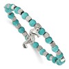 Chisel Stainless Steel Polished 6.5mm Seahorse Imitation Turquoise Beaded Stretch Bracelet - 2 of 3