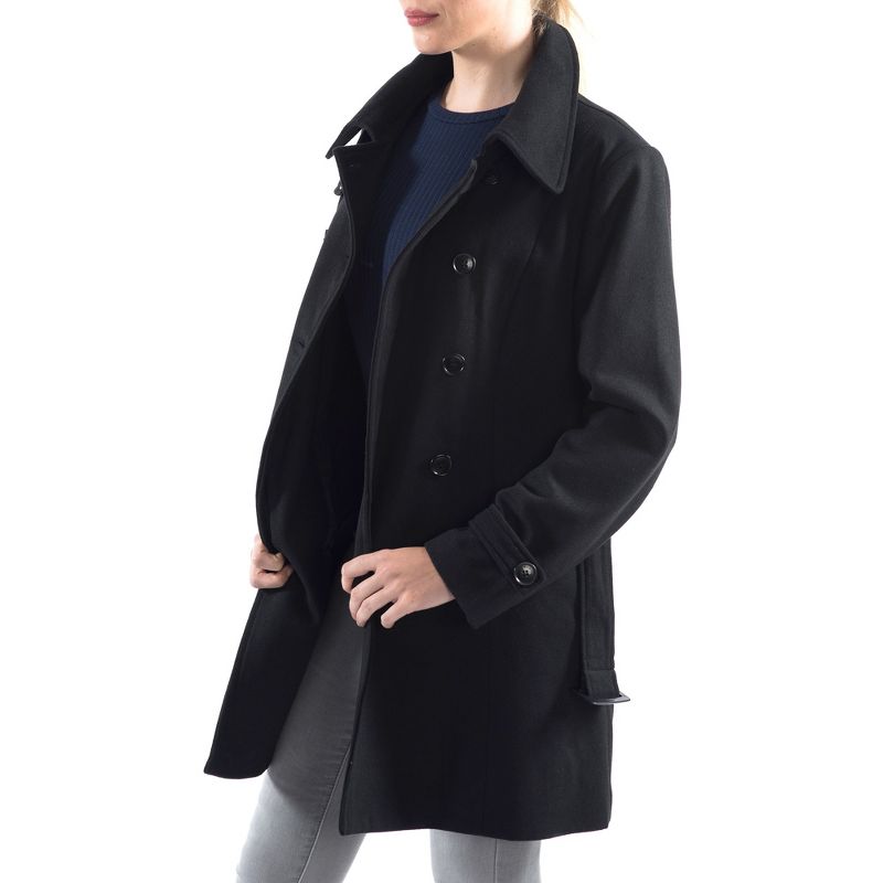 Alpine Swiss Keira Womens Wool Double Breasted Belted Trench Coat, 4 of 12