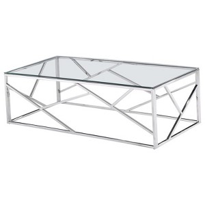 Morganna Stainless Steel Living Room Coffee Table in Silver - Best Master Furniture - 1 of 1