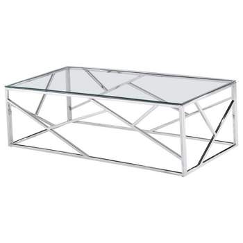 Morganna Stainless Steel Living Room Coffee Table in Silver - Best Master Furniture