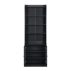 Vynxaria Elegant Tall Cabinet with Acrylic Door, Versatile Sideboard, Curved Design, Adjustable Shelves for Living Room, Black. - 1 of 4