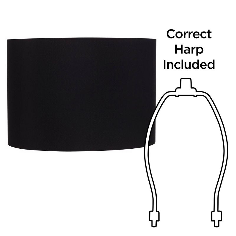 Springcrest Set of 2 Hardback Drum Lamp Shades Black Medium 16" Top x 16" Bottom x 11" High Spider Replacement Harp Finial Fitting, 5 of 7
