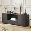 Sapphtopaz 64" Wooden Wavy TV Stand for TVs Up to 70" with Drawer and Rack, 2 Storage Cabinets with Vertical Stripe for Living Room, Entryway - 2 of 4