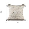 20" X 20" Brown and White Cotton Abstract Throw Pillow - 3 of 4