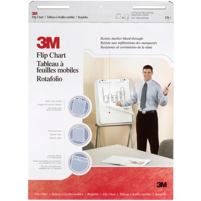 3M Unruled Flip Chart with Bleed-Resistant Paper, 25 x 30 Inches, White, 40 Sheets, Pack of 2