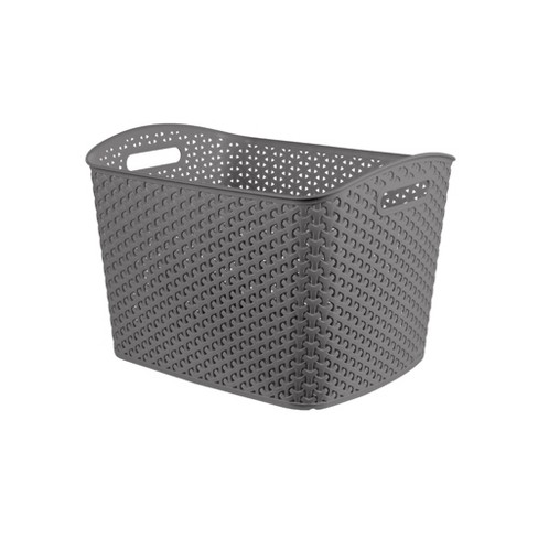 Large Woven Rectangular Storage Basket Gray/white - Brightroom