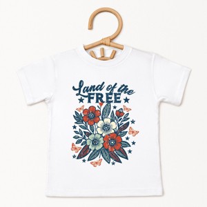 The Juniper Shop Distressed Land Of The Free Flowers Toddler Short Sleeve Tee - 1 of 4