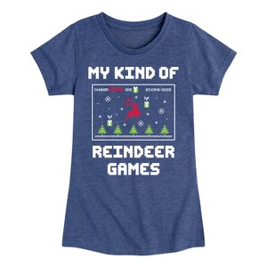 Girls' - Instant Message - My Kind Of Reindeer Games Christmas Fitted Short Sleeve Graphic T-Shirt - 1 of 4