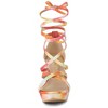 Allegra K Women's Opened Toe Tie Dye Platform Chunky Heel Lace Up Sandals - 3 of 4