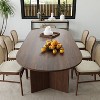 PexFix 79" x 33.5" Solid Wood Farmhouse Dining Table with V-Shaped Legs and Oval Wood Top for Modern Dining Rooms & Family Gatherings Walnut - 3 of 4