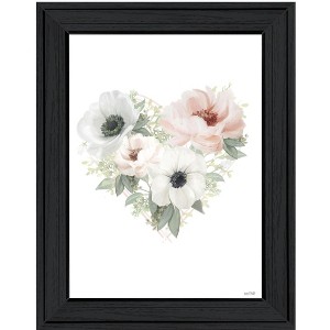 HomeRoots Floral Heart Black Framed Print Wall Art - 1 of 4