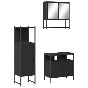 vidaXL Bathroom Furniture Set Black Engineered wood Medium - 1 of 4