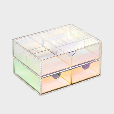Shiny Heart Jewelry Organizer Box - A New Day™ Iridescent Silver