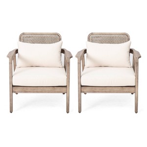 Christopher Knight Home Ursa Outdoor Patio Club Chairs Acacia Wood Brown - 1 of 4