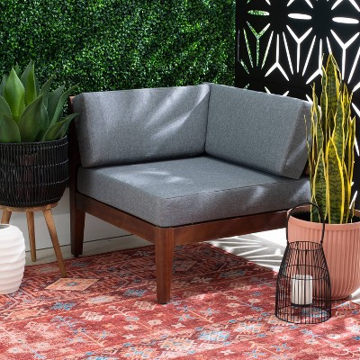 Summerlyn Walnut Corner Chair with Gray Performance Fabric