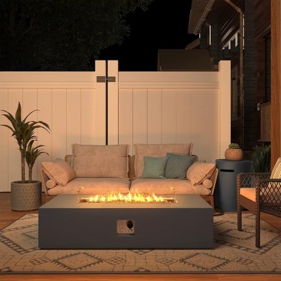 42/56 inch Outdoor Magnesium Oxide Fire Pit Table Propane with Tank Cover and Wind Guard