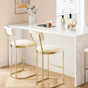 Garvee Bar Stools Set, Counter Height Bar Stools with Soft Velvet Upholstery & Metal Legs, Kitchen Island Stools with Back for Home Bar - 1 of 4