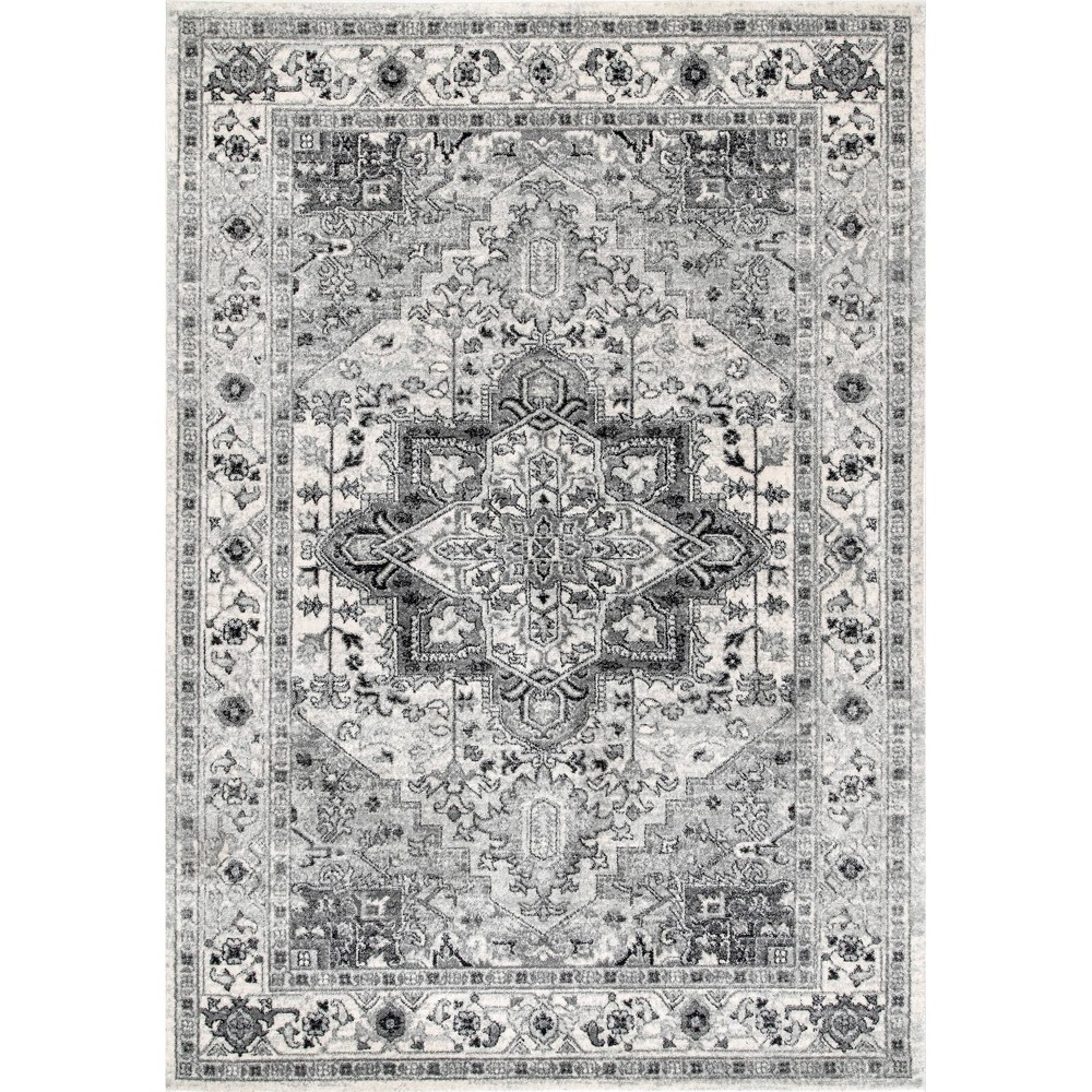 8'x10' Vintage Jaclyn Medallion Area Rug Gray - nuLOOM