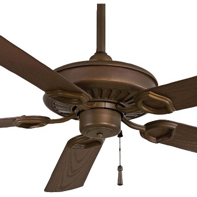 54" Oil Rubbed Bronze and Dark Maple 5-Blade Ceiling Fan with Pull Chain