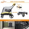 Large Heavy Duty Dog Stroller Folding Pet Stroller 4-Wheel Pet Travel Carrier Double Door Pet Trolley Skylight Cart with Rainproof Cover - 4 of 4