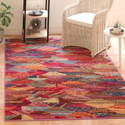 Multicolor Geometric Patchwork Synthetic 3' x 5' Area Rug