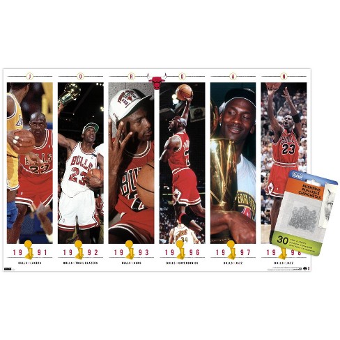 Trends International Michael Jordan - Black and White Wall Poster, 22.375  x 34, Barnwood Framed Version