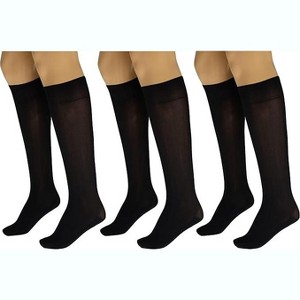 3 Pairs Women's Massage Nylon Sheer Knee High Stockings with Reinforced Toe – 70 Denier - 1 of 1