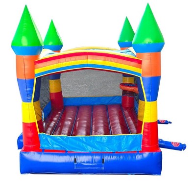 Deluxe Rainbow Inflatable Bounce House with Slide and Blower