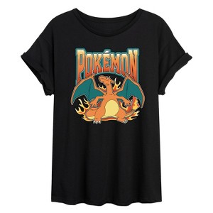 Women's - Pokémon - Charizard Collegiate Fire Type Gen 1 Oversized Graphic T-Shirt - 1 of 4