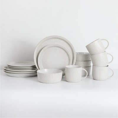 18pc Porcelain Elle Dinnerware Set White - Elama