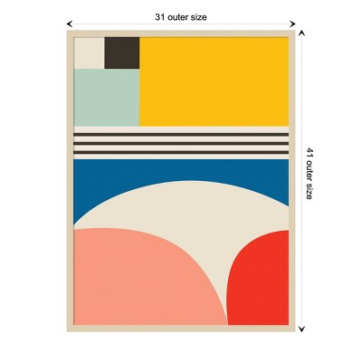 Mid-Century Modern Abstract Pattern Framed Wall Art in Maple Wood