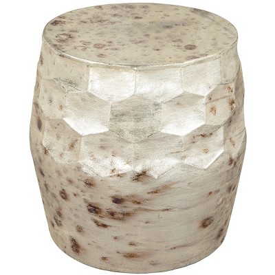 Contemporary Silver Metal Round Side Table, 22" Wide