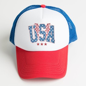 The Juniper Shop USA Checkered Lightning Youth Foam Trucker Hat - Youth - White Red Royal - 1 of 1