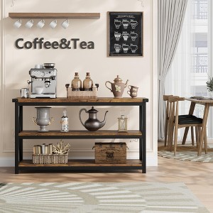 3 Tier Console Table, 47.2" Narrow Entryway Table with Storage, Wood Sofa Table with Metal Frame - 1 of 4