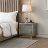 Royal Hampton 2 Drawer Nightstand, Plinth Base Gray Wood wity Silver Trim - 2 of 4