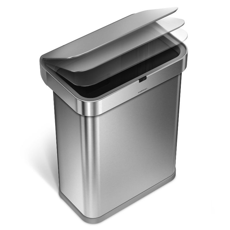 simplehuman 58L Stainless Steel Rectangular Voice Plus Motion Sensor Trash Can Silver, 3 of 7