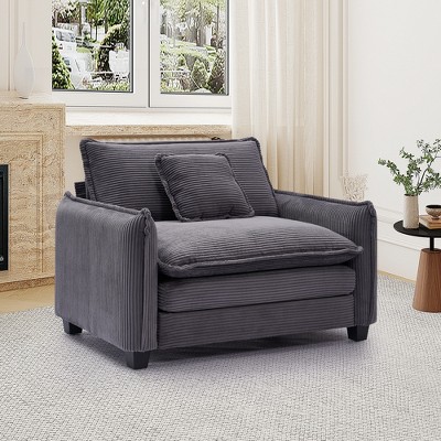 ONWITH 40" Chenille Lounge Chair for Reading, Modern Couch Cozy Sofa Bed, Upholstered Living Room Single Sofa Accent Chair with Ottoman