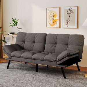 Dyonery 71" Convertible Futon Sofa Bed,Modern Linen Futon Couch with Detachable Cushion,Adjustable Backrest & Armrest - 1 of 4