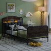 JUJABU Kids Metal Platform Bed Frame with Upholstered Headboard and Storage Shelf - 4 of 4