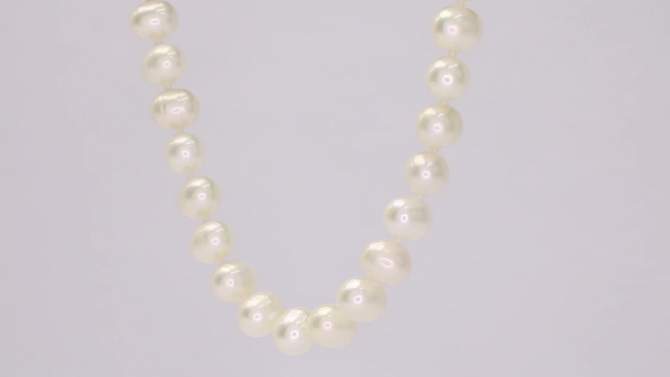 7.5-8mm Cultured Freshwater Pearl Necklace in Sterling Silver - 18" - White, 2 of 6, play video