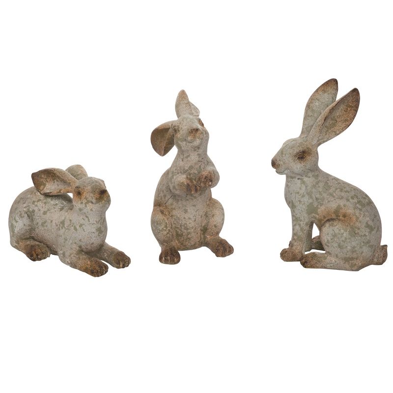 Transpac Resin 10 in. Brown Easter Rustic Garden Bunny Figurine, 1 of 2