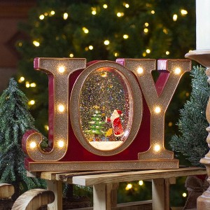 Northlight LED Lighted Joy Christmas Glitter Snow Globe - 11" - Red and Gold - 1 of 4