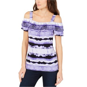 I.N.C International Concepts Womens Cold Off the Shoulder Blouse, Purple, Large - 1 of 1