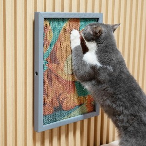 Sandinrayli Cardboard Cat Scratcher, Replaceable Cat Scratch Pads with Wooden Frame - 1 of 4