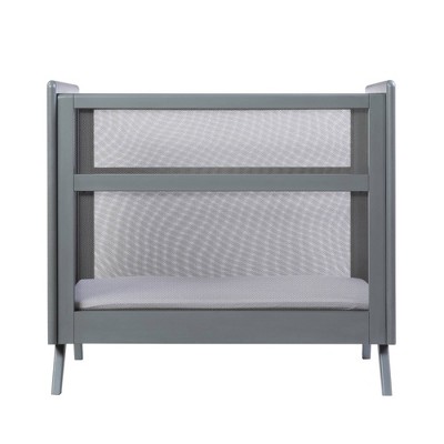 BreathableBaby Breathable Mesh 2-in-1 Mini Crib - Gray - Greenguard Gold Certified