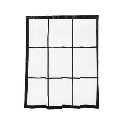 Clear PEVA Shower Curtain with Black Window Design, 71x71 Inches
