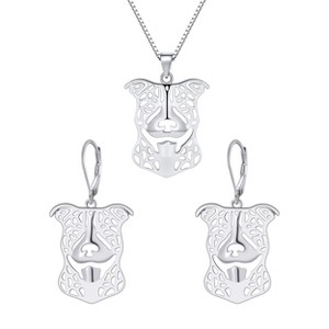 Pit Bull Dog Necklace Earrings or Set Sterling Silver Womens Ginger Lyne Collection - 1 of 4